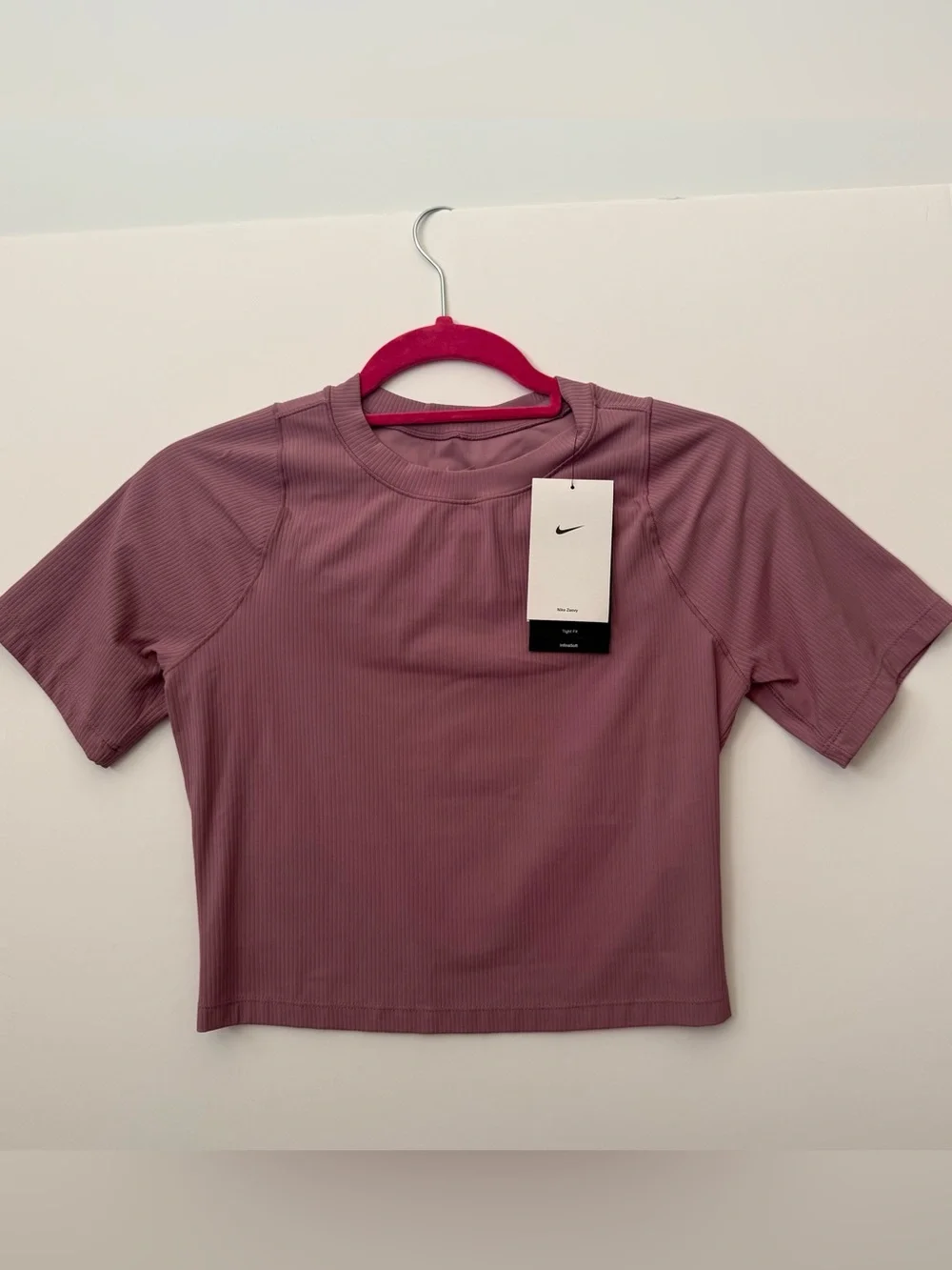 Nike Zenvy Mauve Ribbed Short Sleeve Crop Top NWT